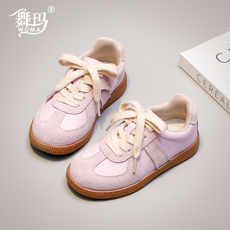 舞玛女童鞋儿童运动鞋2025新款春秋季软底德训鞋丑萌板鞋537111