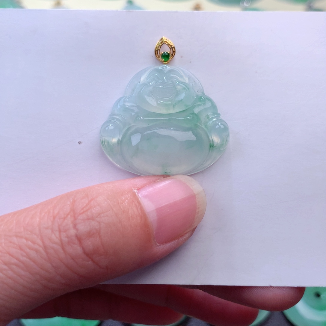 翡翠吊坠(不含链)18K金镶嵌