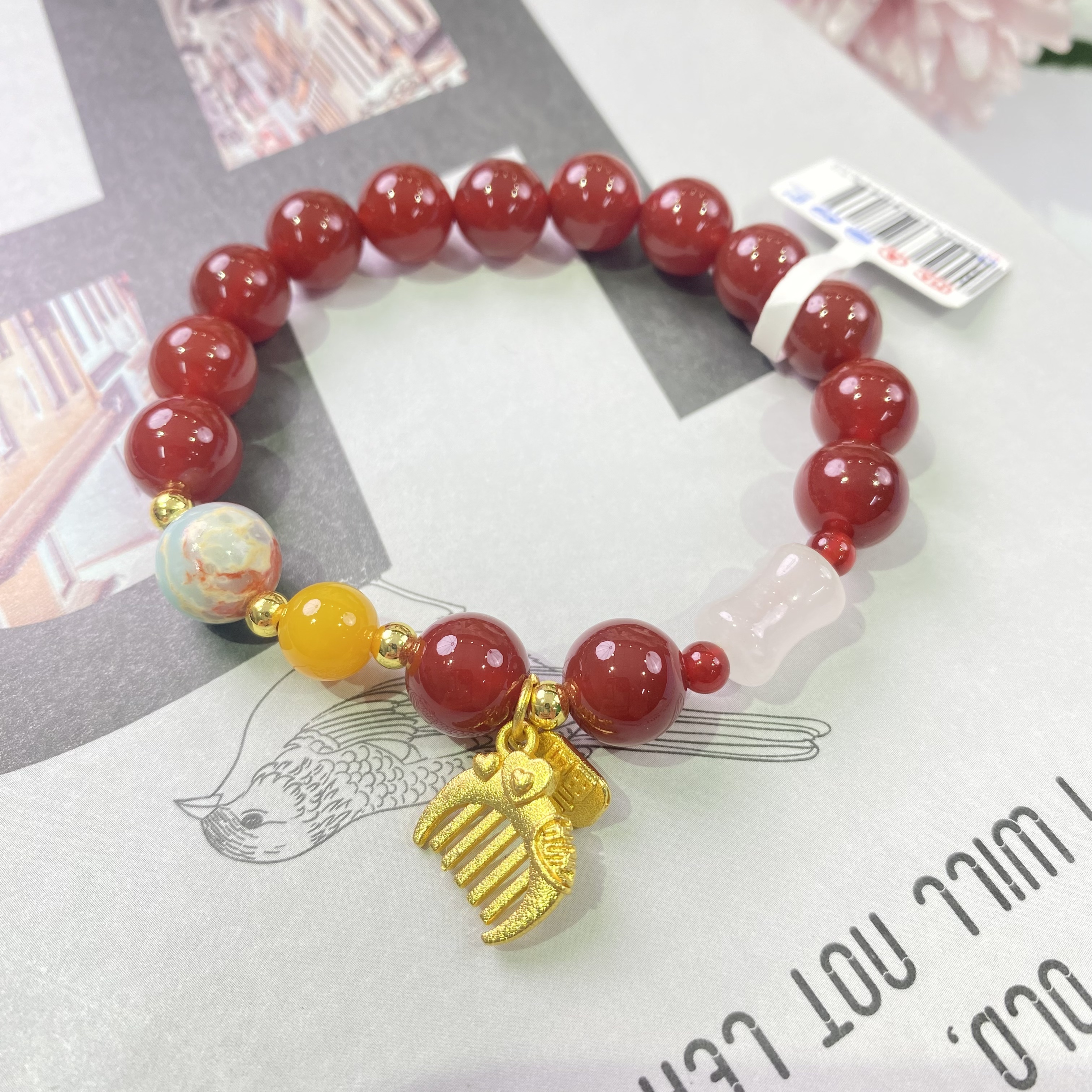 红色玛瑙卡10手链圆珠单圈多圈素圈设计定制多样性发其一YD1002