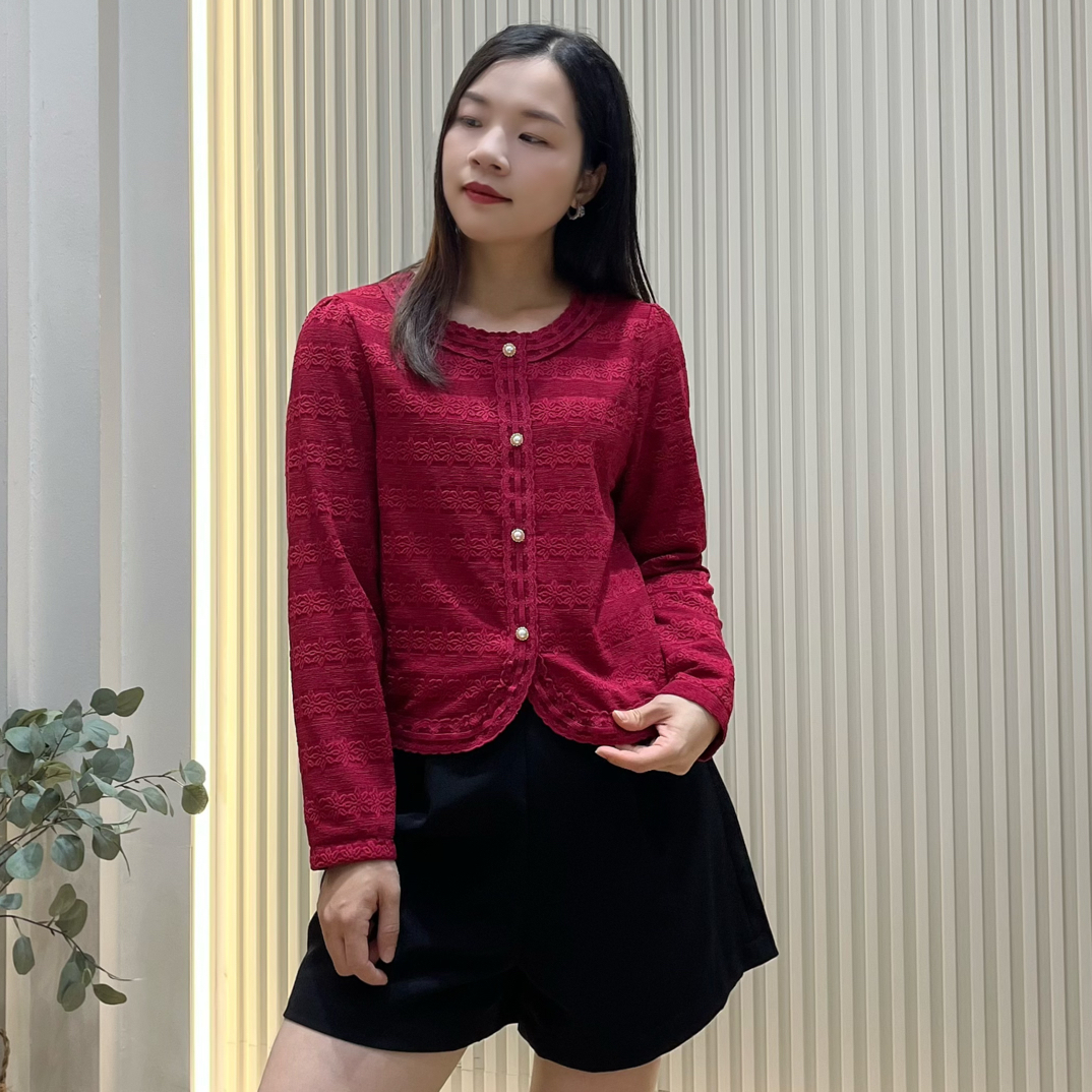 海百合气质蕾丝小香风上衣2760#