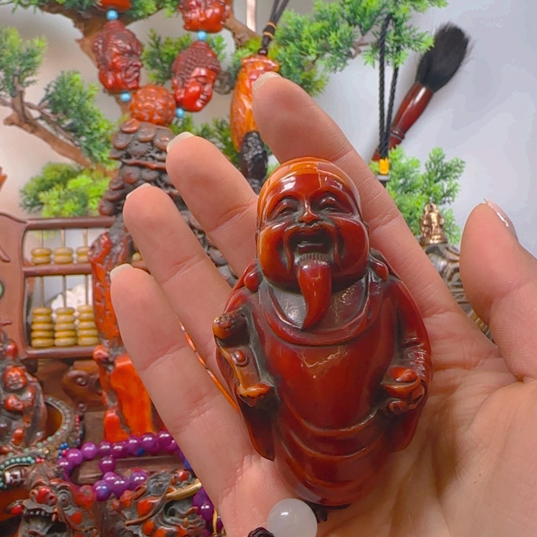 琥珀裸石未镶嵌手把