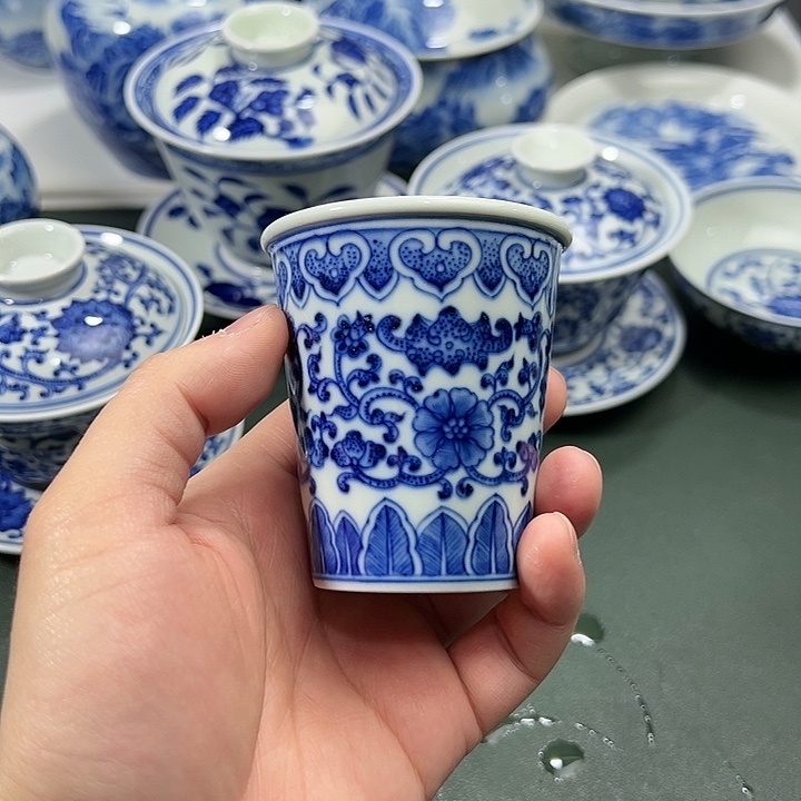 微瑕柴窑点工福寿花卉可乐杯