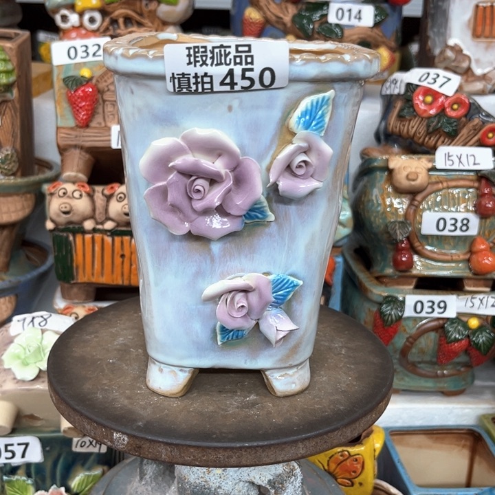 紫砂花盆粗陶材质多肉花盆450