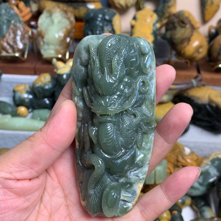 岫岩河磨玉（透闪石质玉）手把件未镶嵌