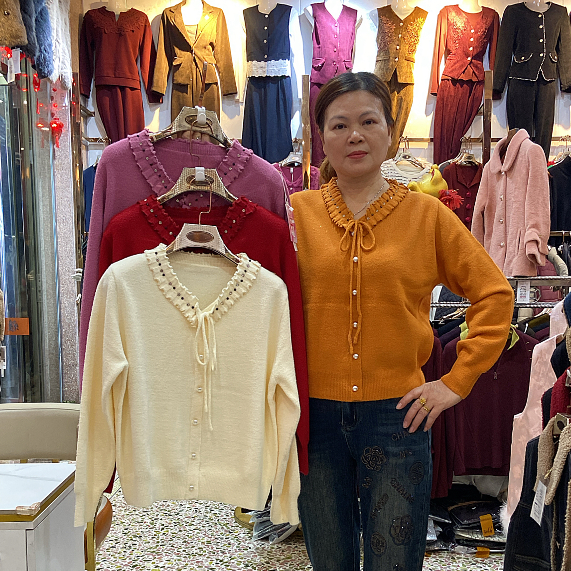 YF！99157#秋冬新款钉珠珍珠绒减龄百搭上衣