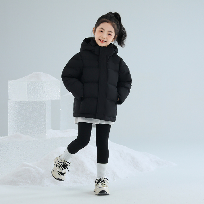 CV凸乆鸟女童羽绒服短款男童加厚儿童宝宝2025新款冬季95白鸭绒