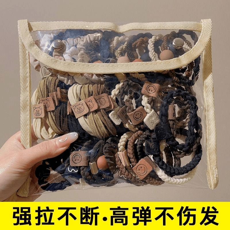 每人仅限一单【40件套】头绳女生高弹力耐用发绳头饰皮筋扎头女高颜