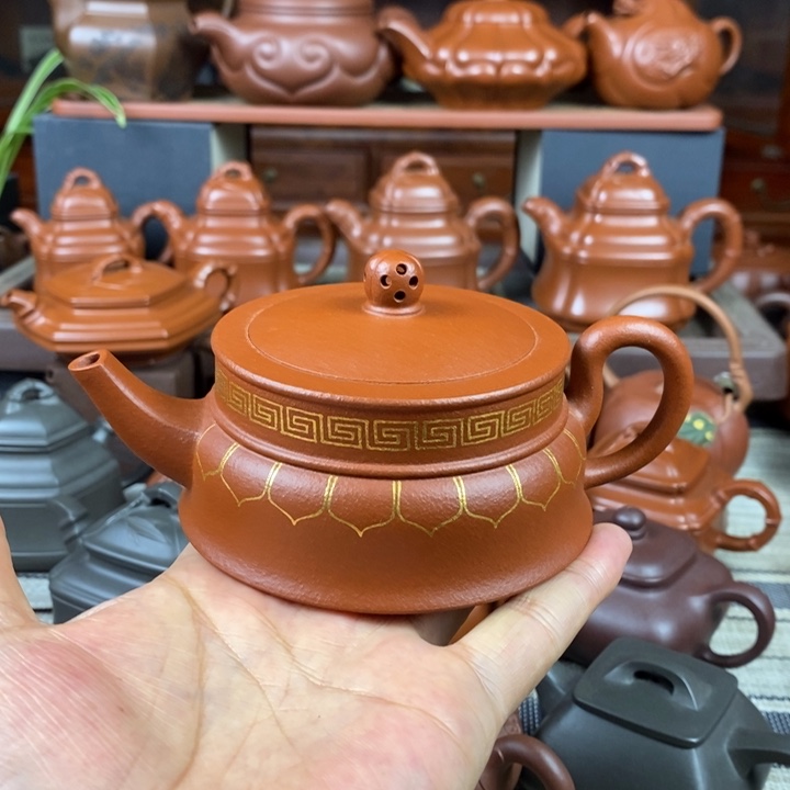 茶壶紫砂禅玉230cc原矿一厂老红土描金丝双十一特价