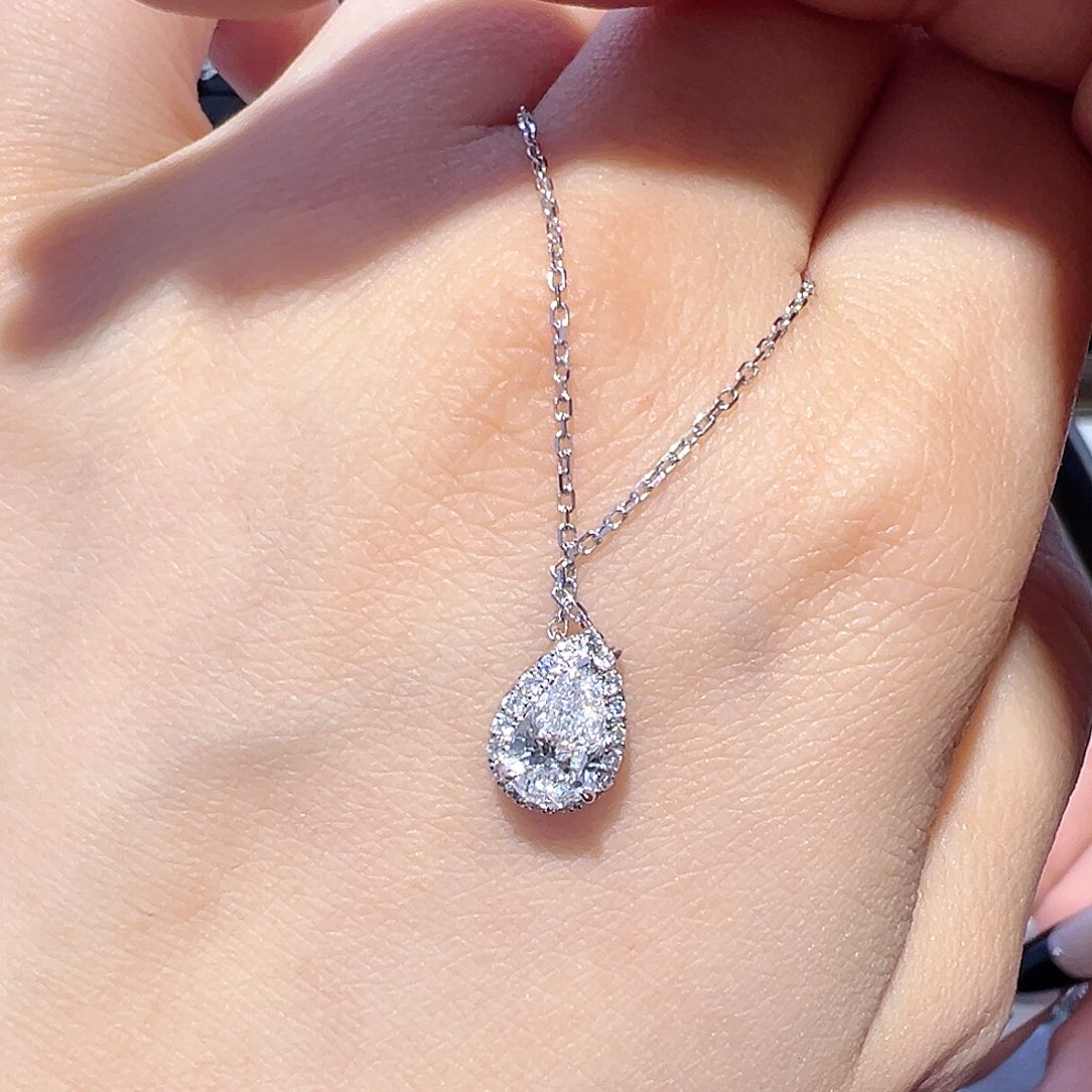实验室培育钻石18K金镶嵌水滴项链