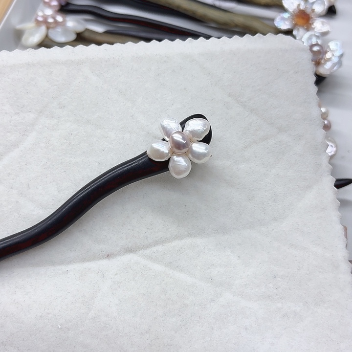 淡水珍珠发饰银S925镶嵌