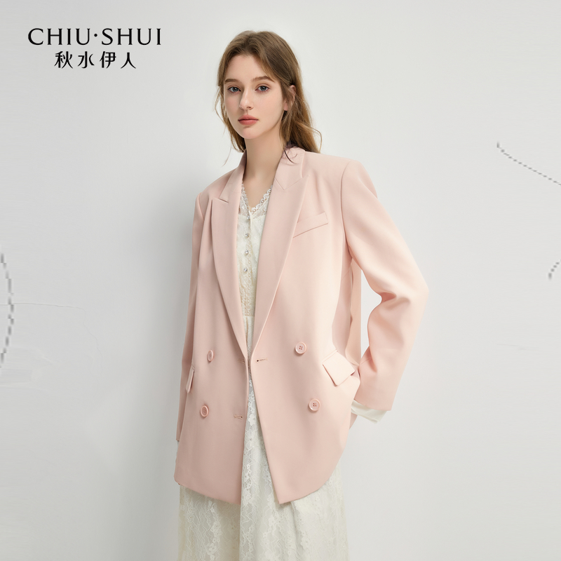 秋水伊人百搭西装2025年春季新款通勤风西装领外套625101C070513