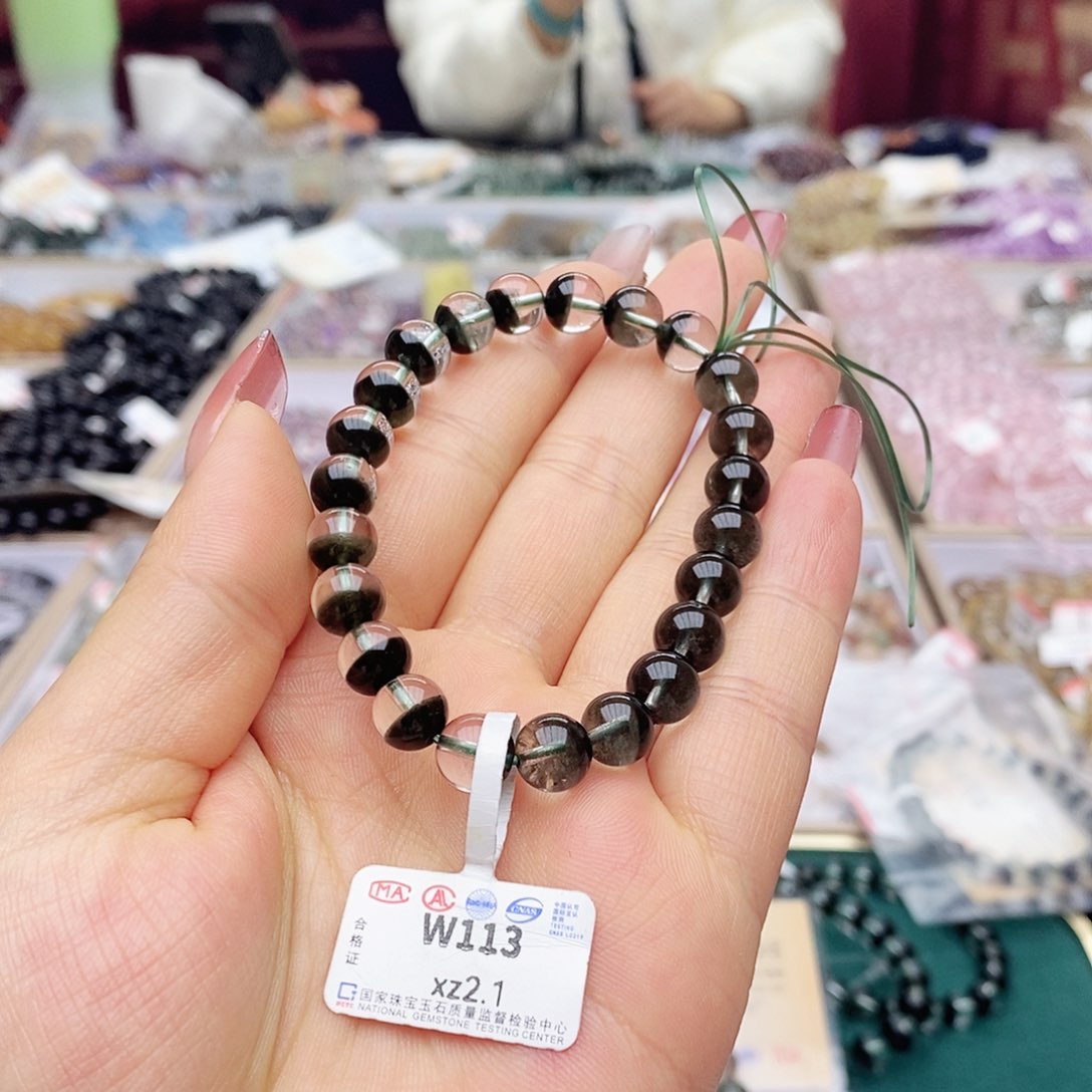 水晶手链未镶嵌W113聚宝盆顶料8m