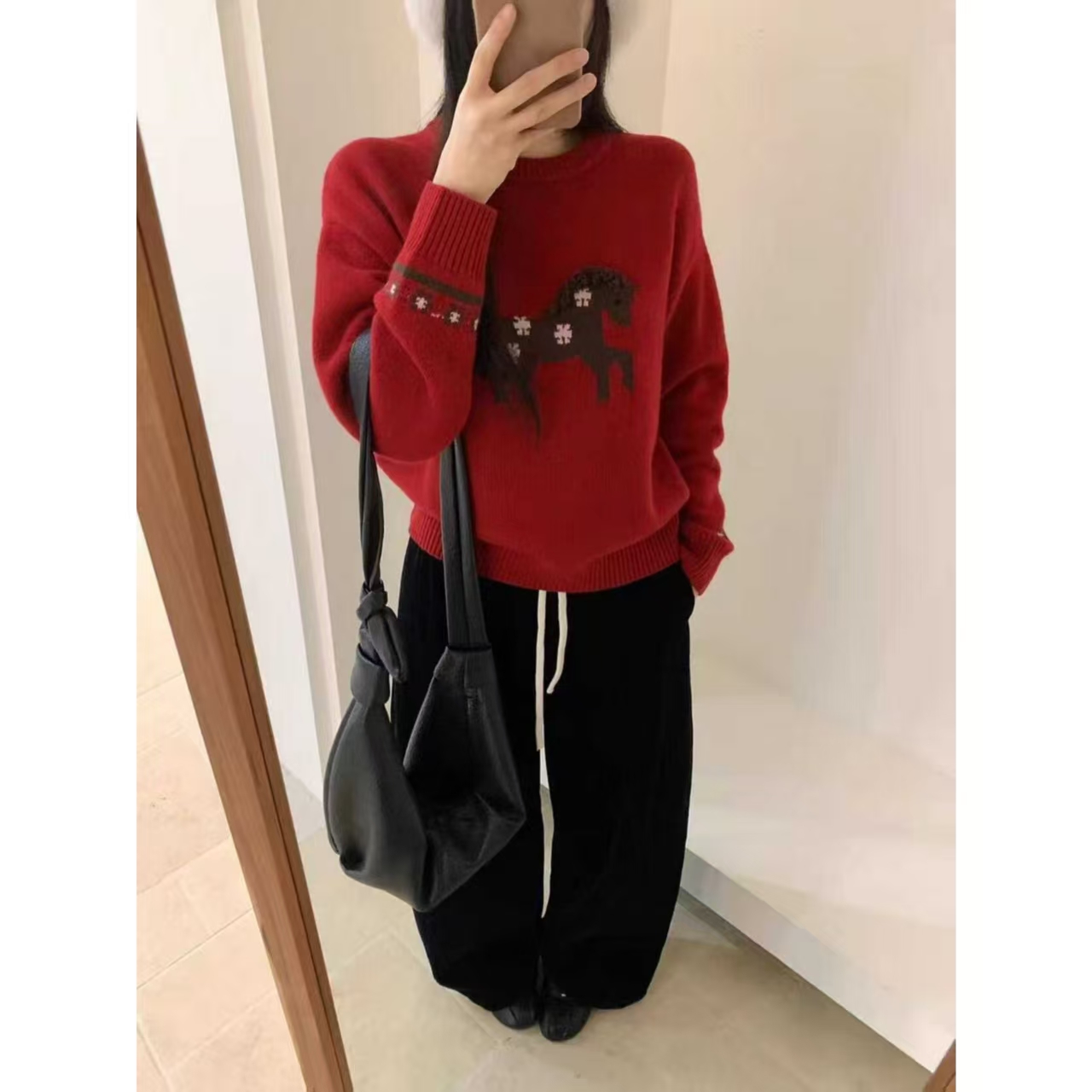 新年元素红毛衣气质百搭保暖