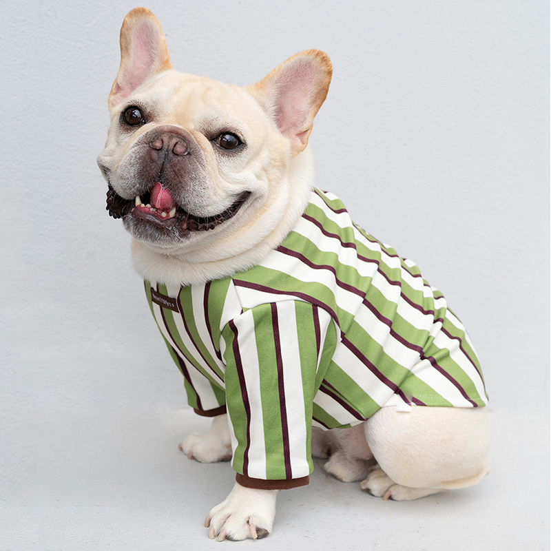 法斗衣服巴哥斗牛犬西高地加绒条纹卫衣秋新款可爱保暖打底衫T恤