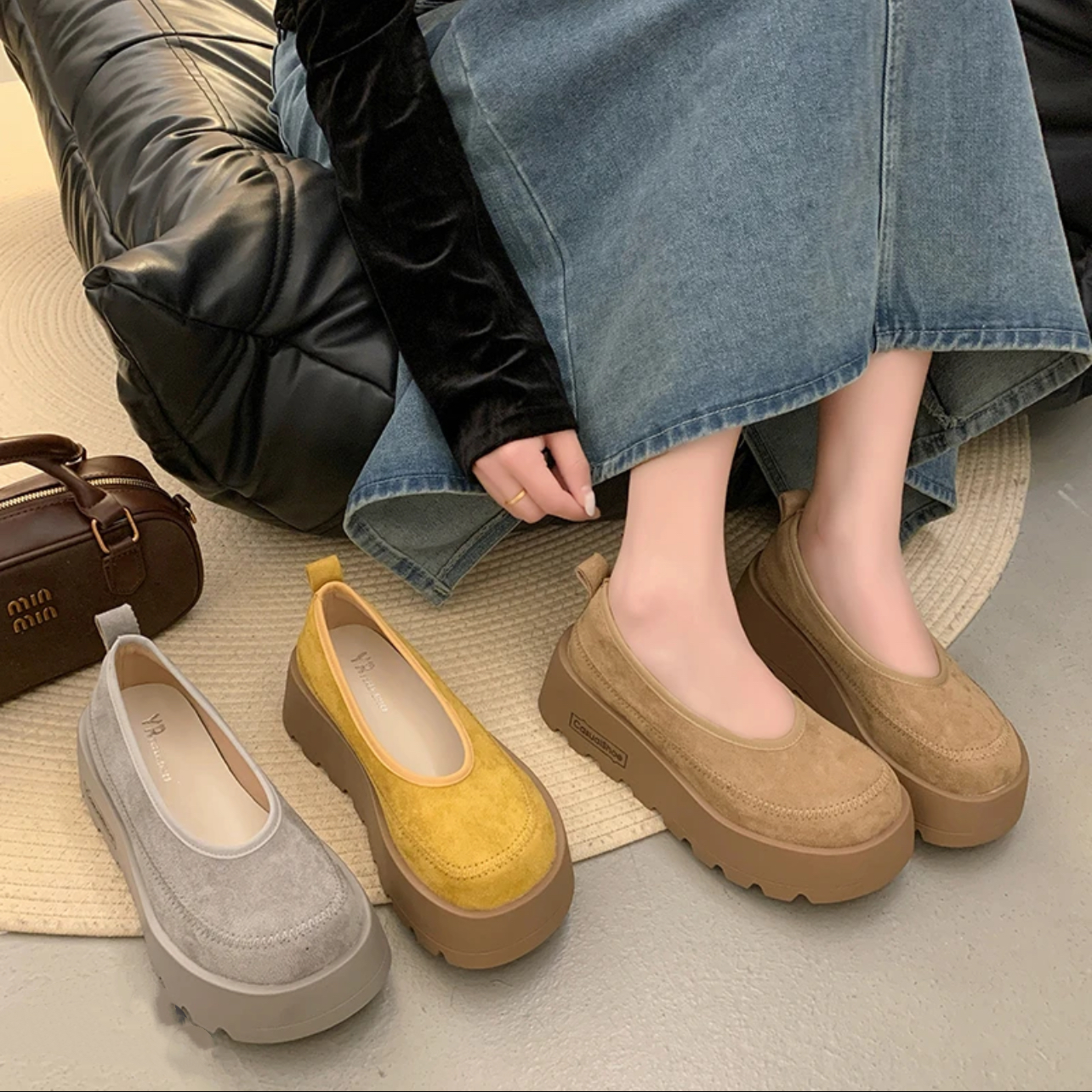 浅口勃肯鞋女2025新款软皮厚底增高百搭和尚鞋时尚休闲单鞋潮8802