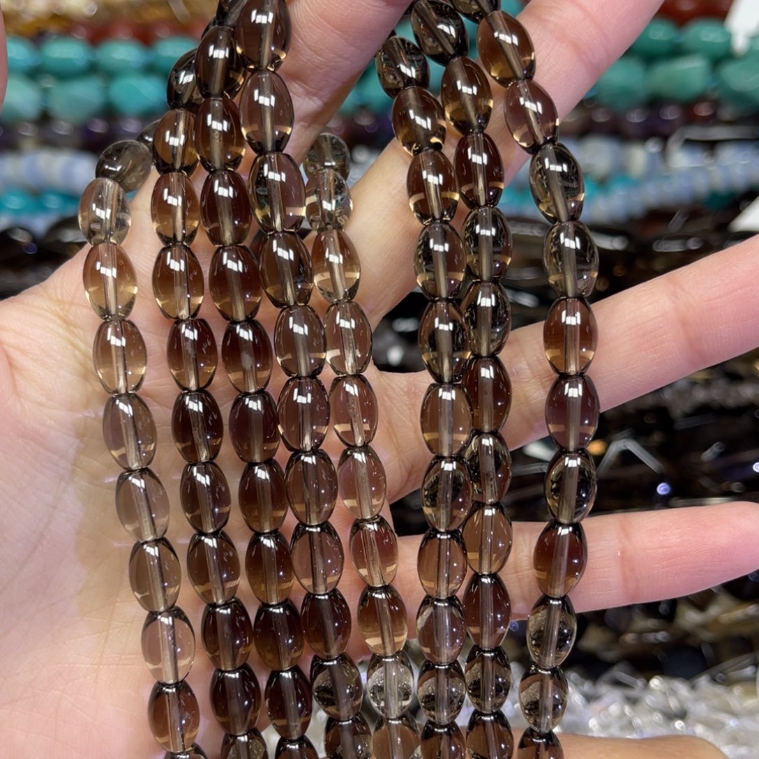 玛瑙/玉髓散珠净体茶晶卡7.5一条