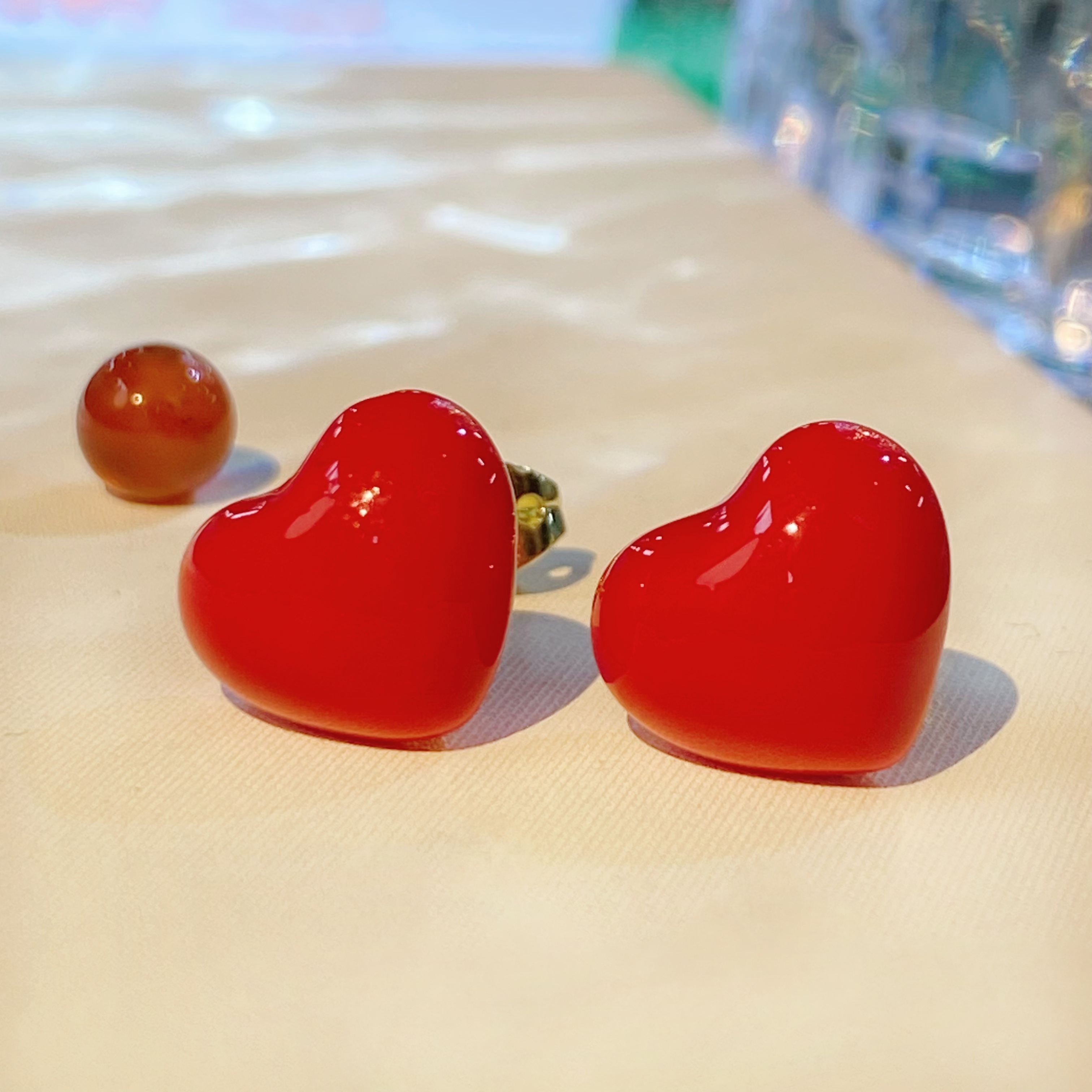 【陌玉精选】宠粉福利  个性复古小清新迷你爱心耳钉/一对