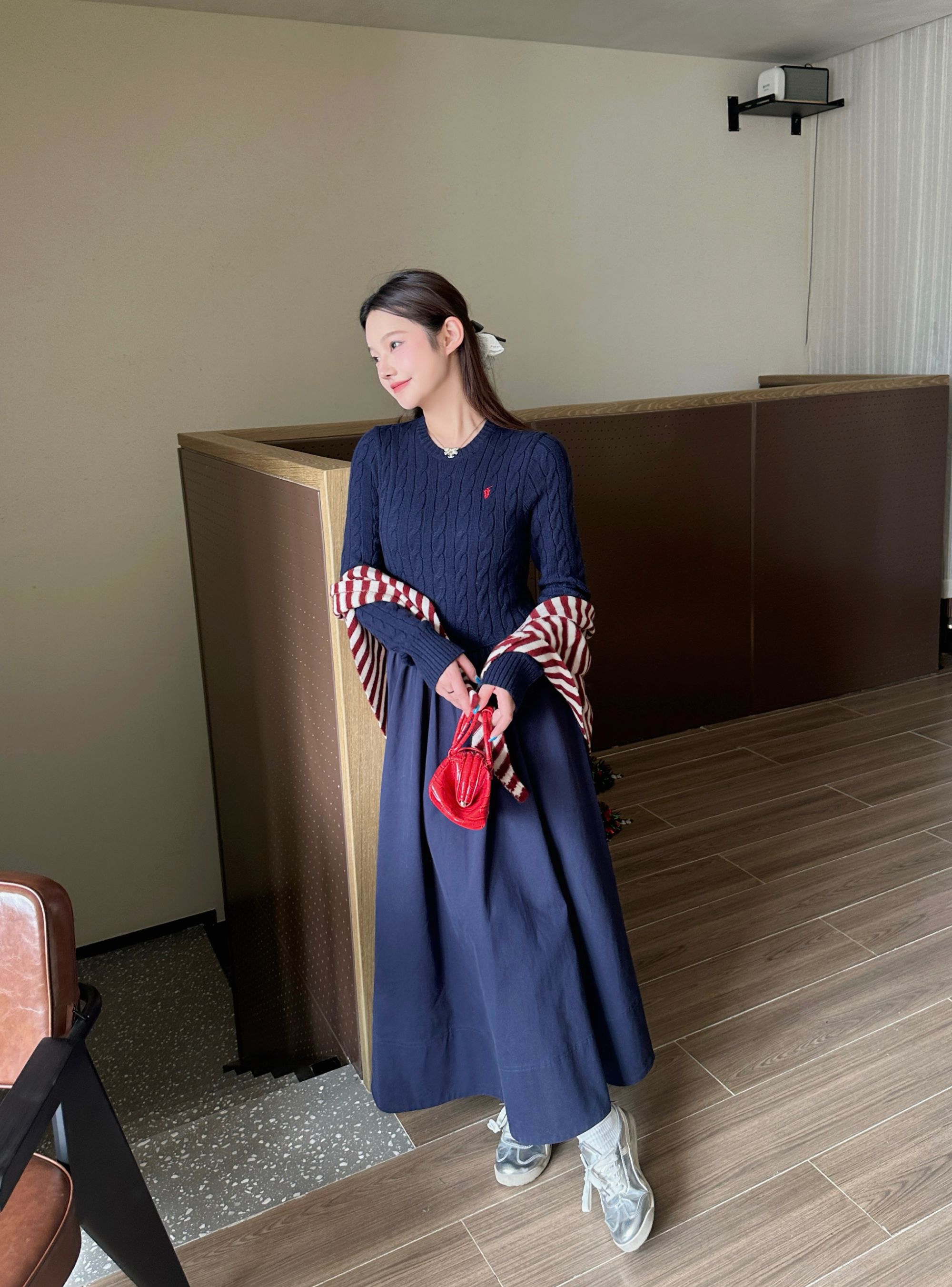  2025秋冬RL毛衣拼接连衣裙 