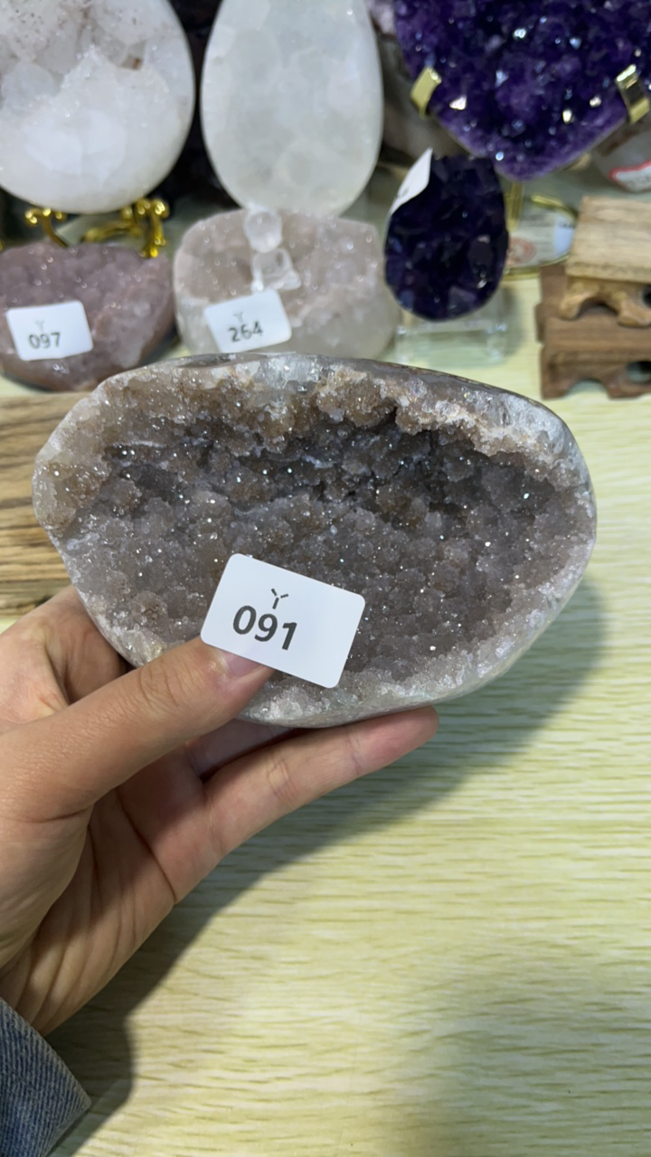 水晶钱袋子粉色棕色