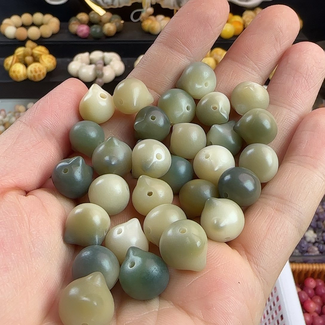 菩提根/象牙果手串卡12绿飘花猫头20颗➕10颗