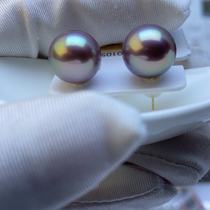 淡水珍珠耳饰18K金镶嵌