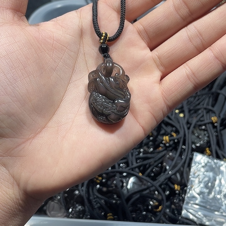 黑曜岩合金颈饰冰曜石貔貅