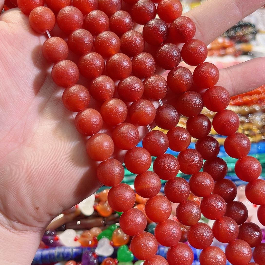 玛瑙/玉髓未镶嵌珠宝半成品橘皮玛瑙一条12mm