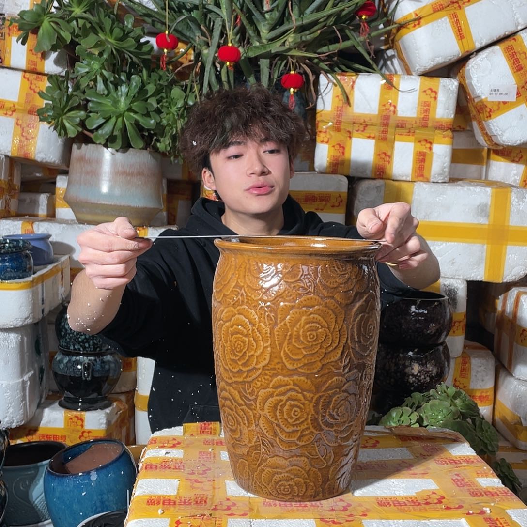 无铅玻璃宜兴紫砂花盆