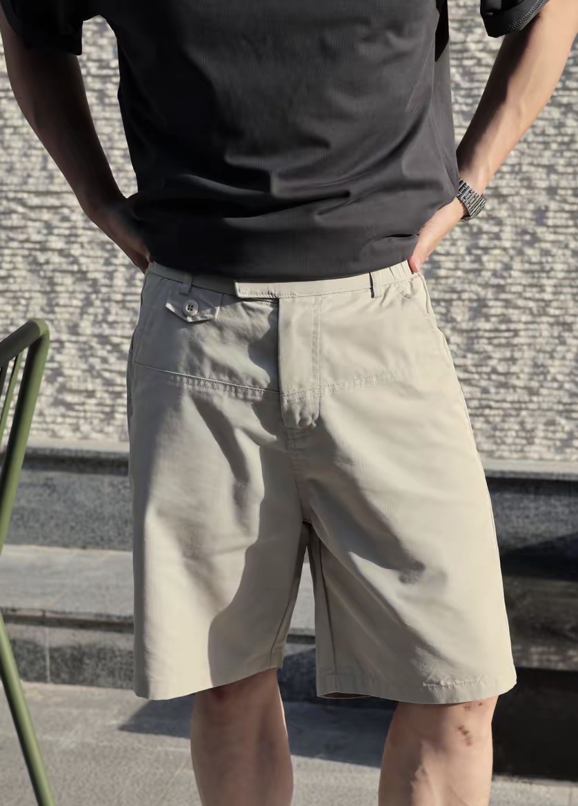 盛夏都市’INS极简高质感棉混纺百搭通勤宽松休闲短裤韩版夏季男士