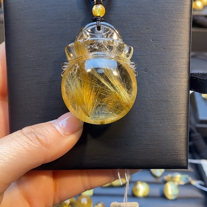 发晶未镶嵌颈饰金发晶福袋吊坠