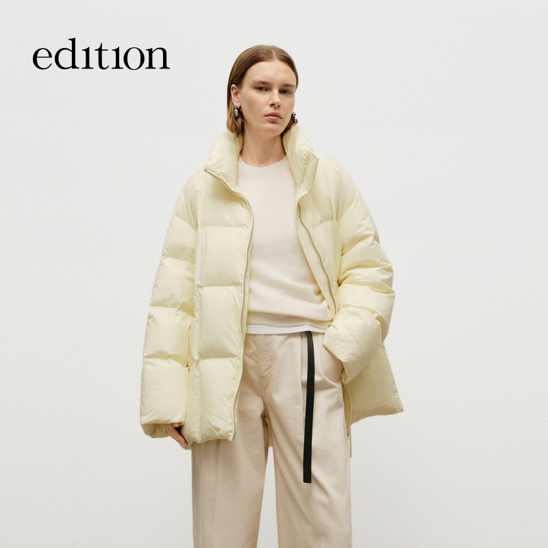 【商场同款】edition冬款毛织披肩围脖白鹅绒防风羽绒服#EBD3EINK02