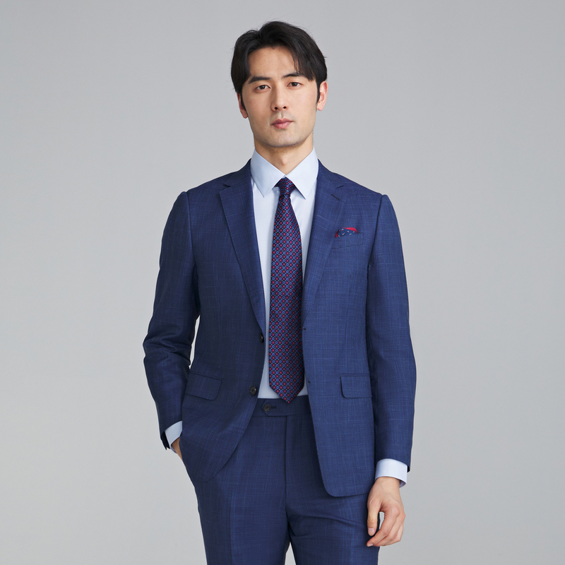 MAYOR 男士 蓝色格纹套装西服上衣MOTJ21904HJA