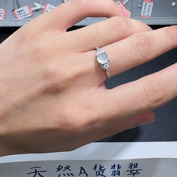 翡翠戒指银S925镶嵌njjkm
