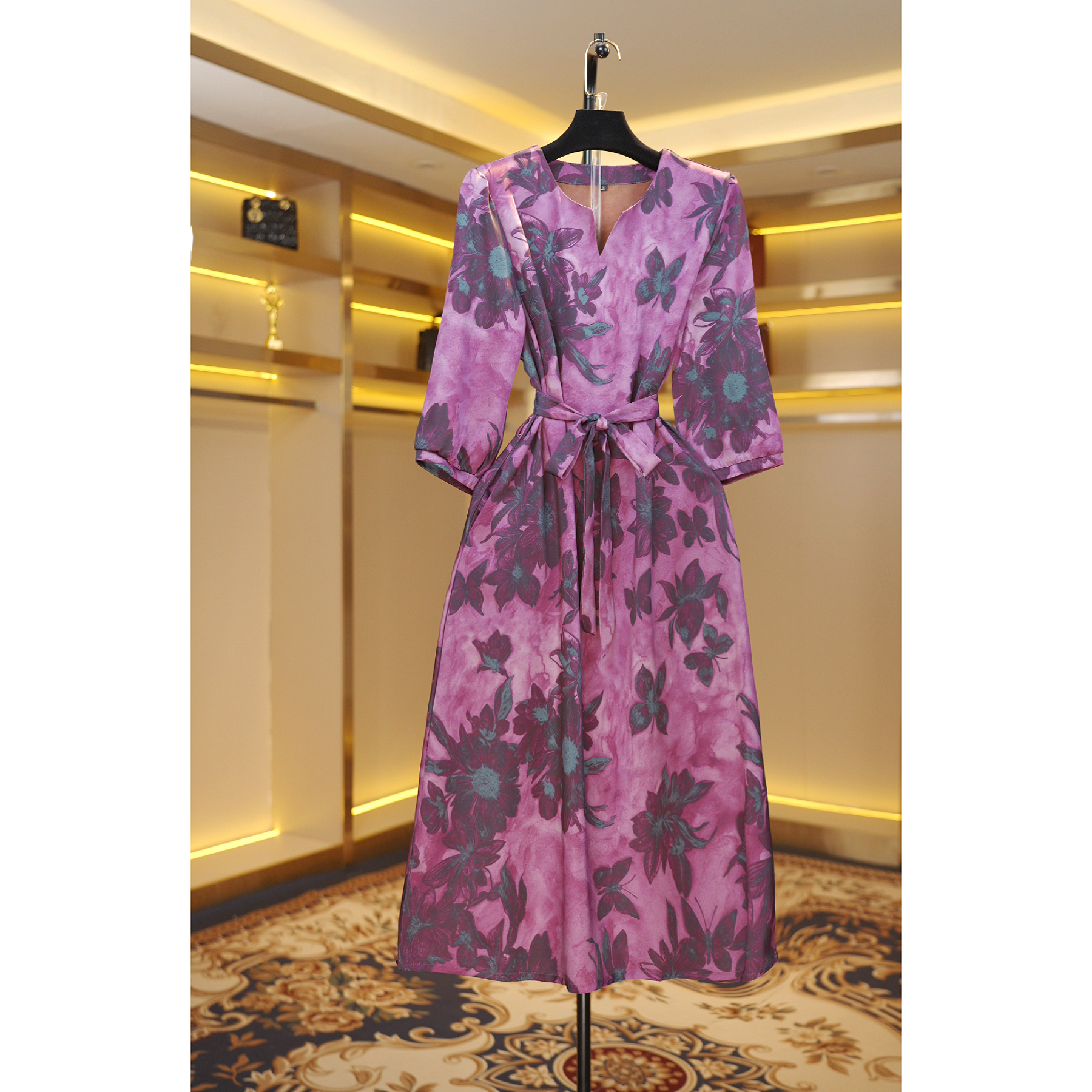 1359-9a红色中高端专柜款气质显瘦连衣裙