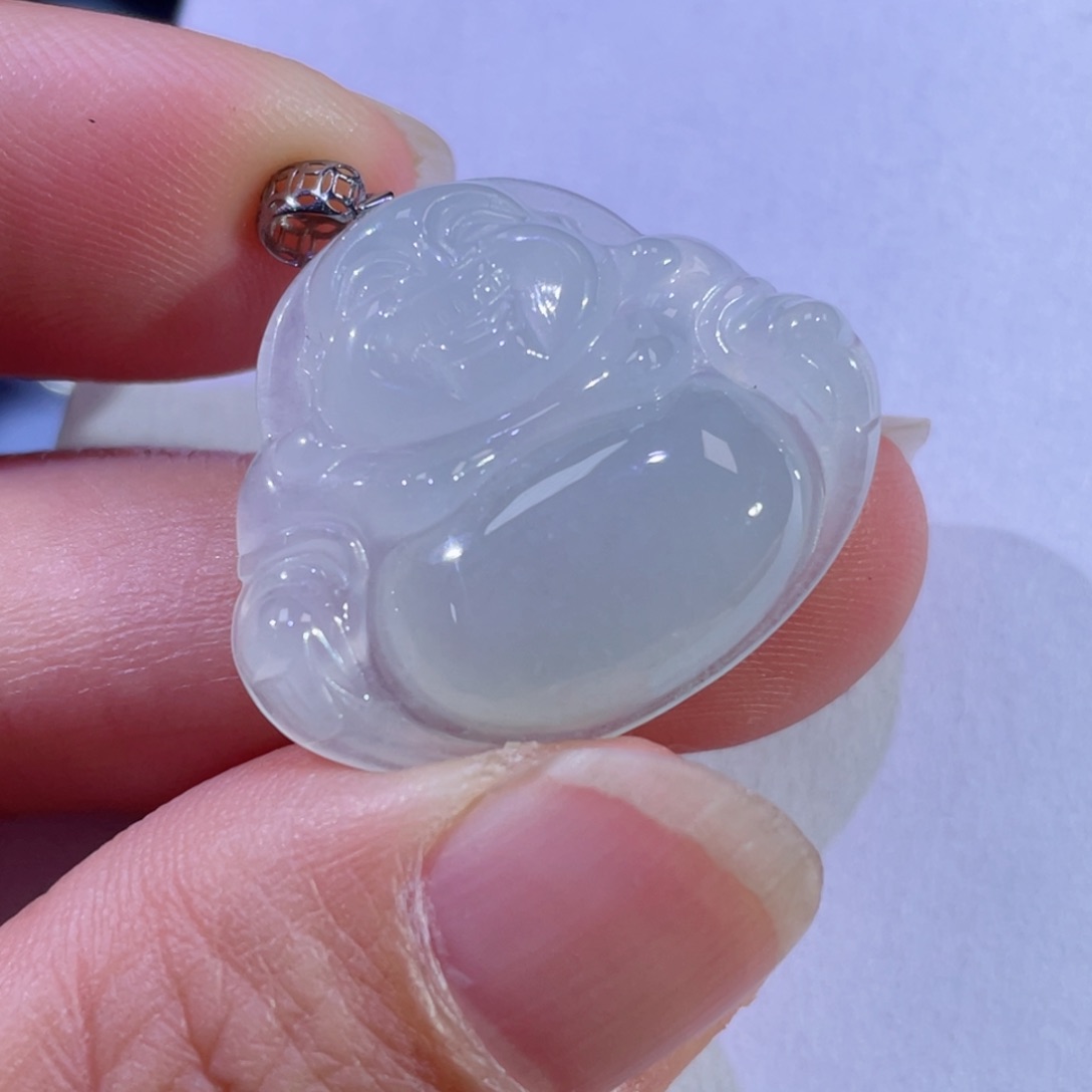 翡翠颈饰18K金镶嵌佛公