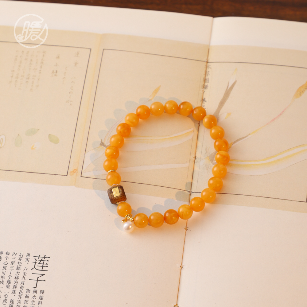 单圈蜜蜡手串7mm搭配方形香香手链E7200多样性发一