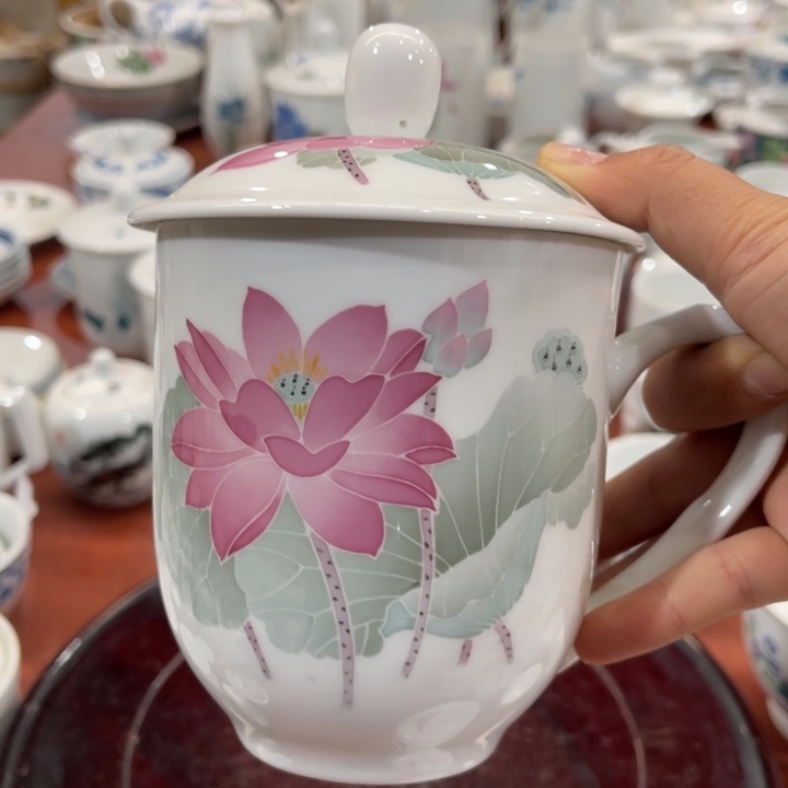 陶瓷醴陵手绘釉下五彩608毫升杯