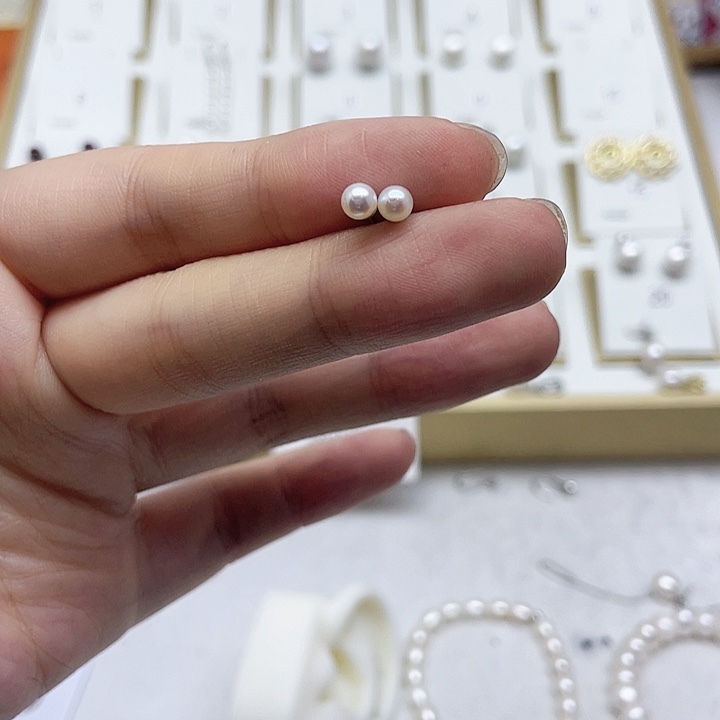 淡水珍珠耳饰银S925镶嵌潇*