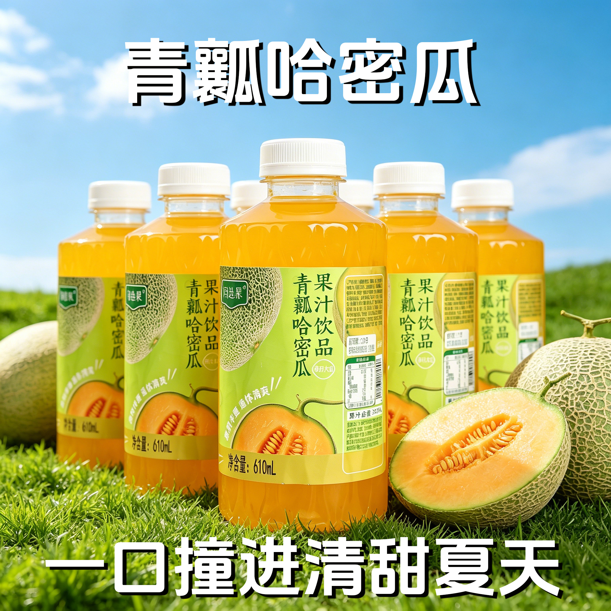 闫选果青瓤哈密瓜果汁610ML*4瓶