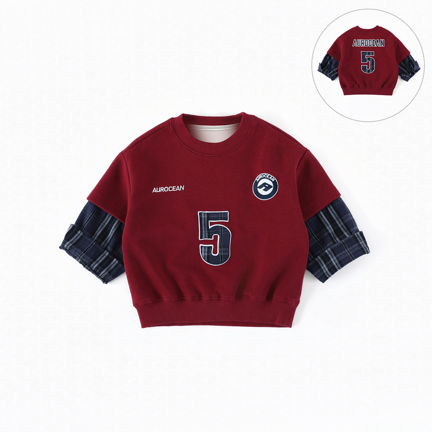 SCBEBE儿童秋季新款假两件韩版百搭刺绣文字棉卫衣AS845