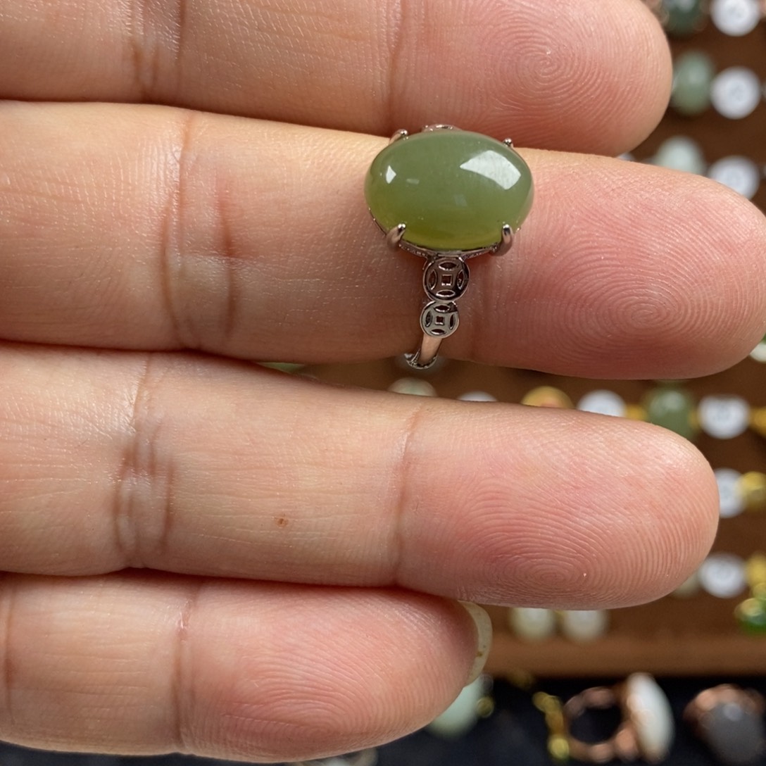 和田玉（青玉）戒指合金