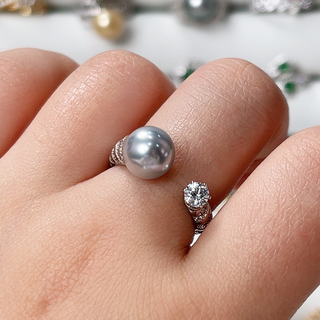 海水珍珠戒指银S925镶嵌