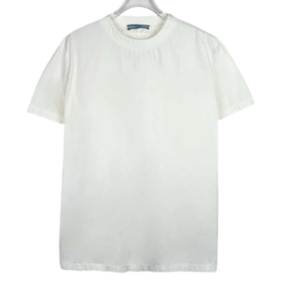 99新 Prada/普拉达 014321 logo三角标米白色T恤 38码 S码