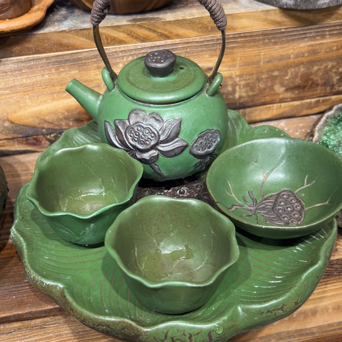 复古风格老陶泥系列茶盘茶具摆件