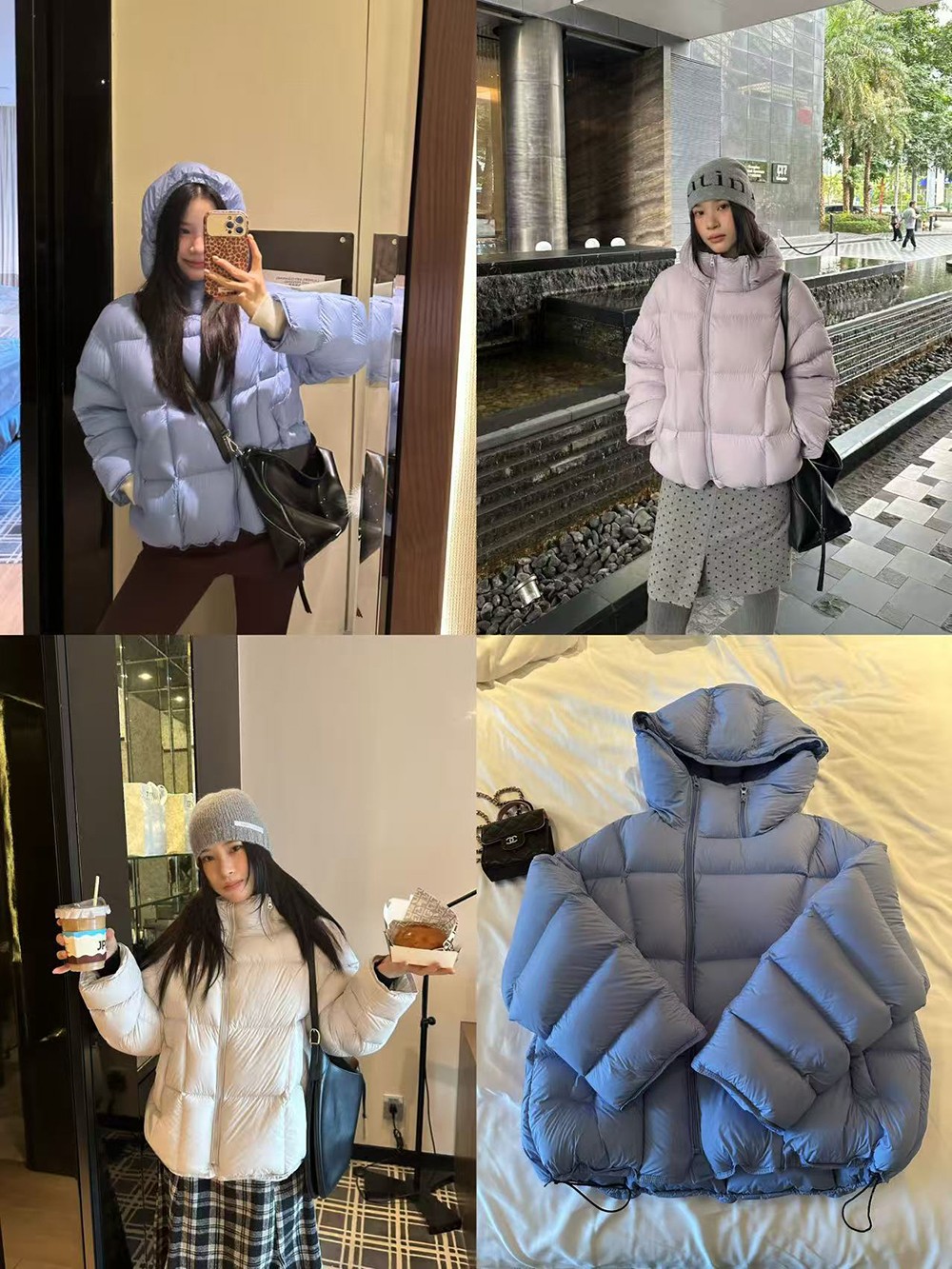 ONEXH·2025冬季暖暖小泡芙235g充绒90白鸭绒连帽羽绒服排骨服女