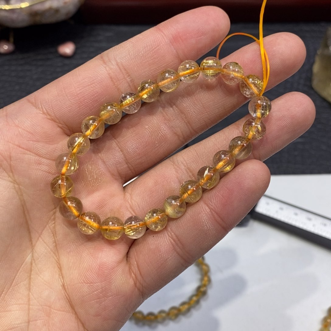 发晶手链未镶嵌金发7.8