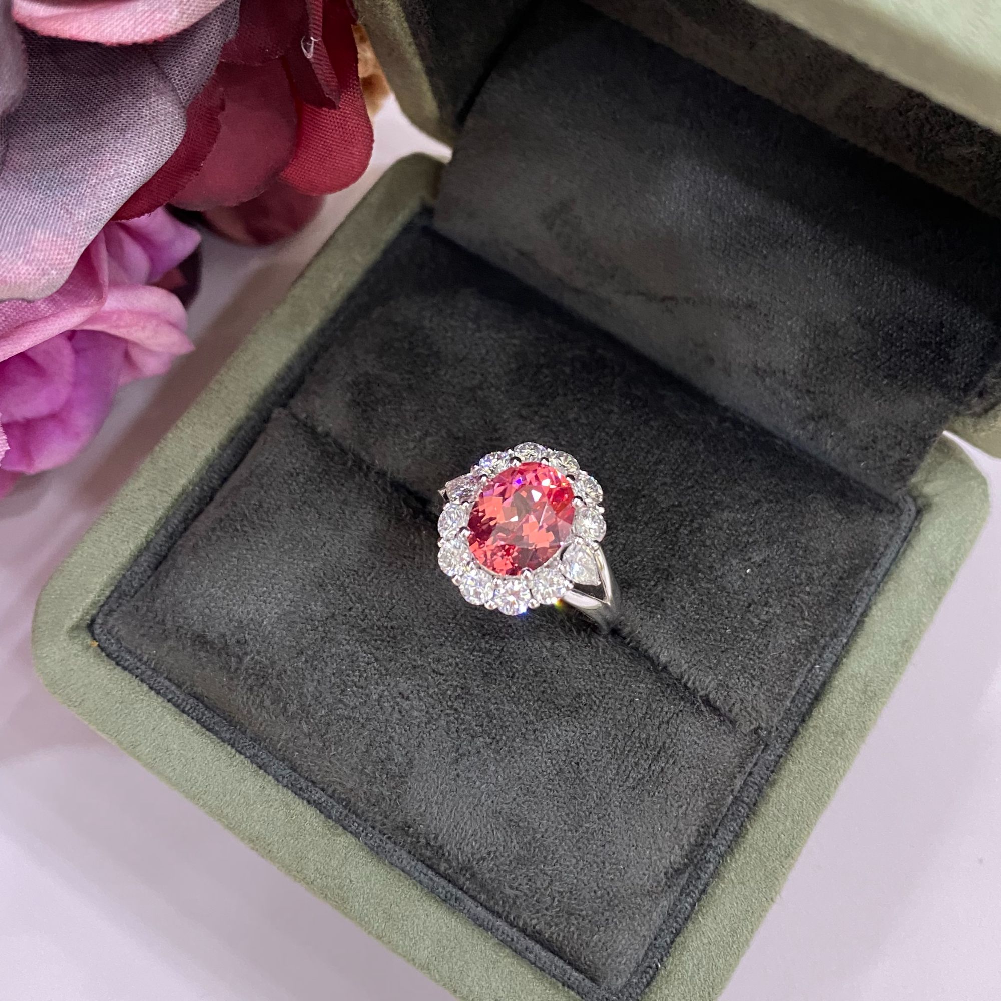 培育红宝石PT950培育红宝戒指