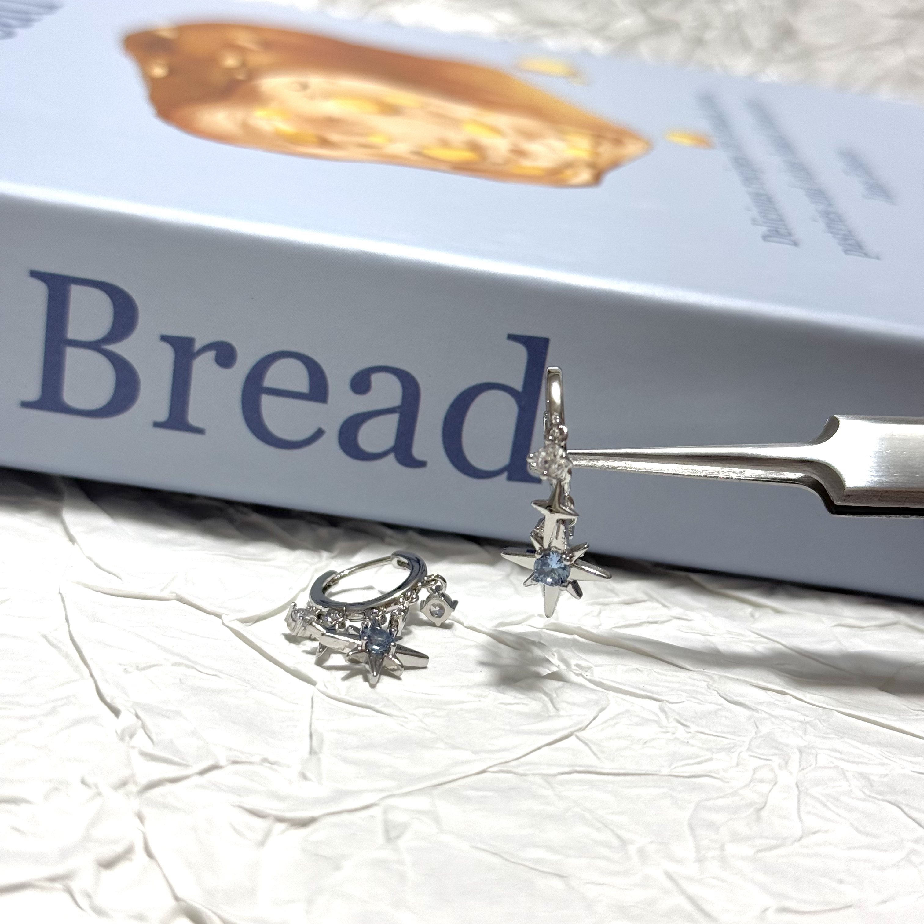 铜合金锆石耳饰 摇曳星芒 设计感甜美吊坠耳扣耳环耳圈 小众气质