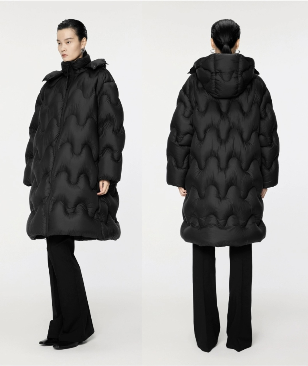 女士中长款90白鸭绒连帽羽绒服（YJJN2569）