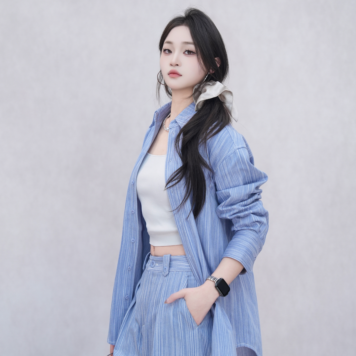 GIRDEAR/哥弟早春松弛感穿搭衬衫休闲翻领小众长袖牛仔外套130082